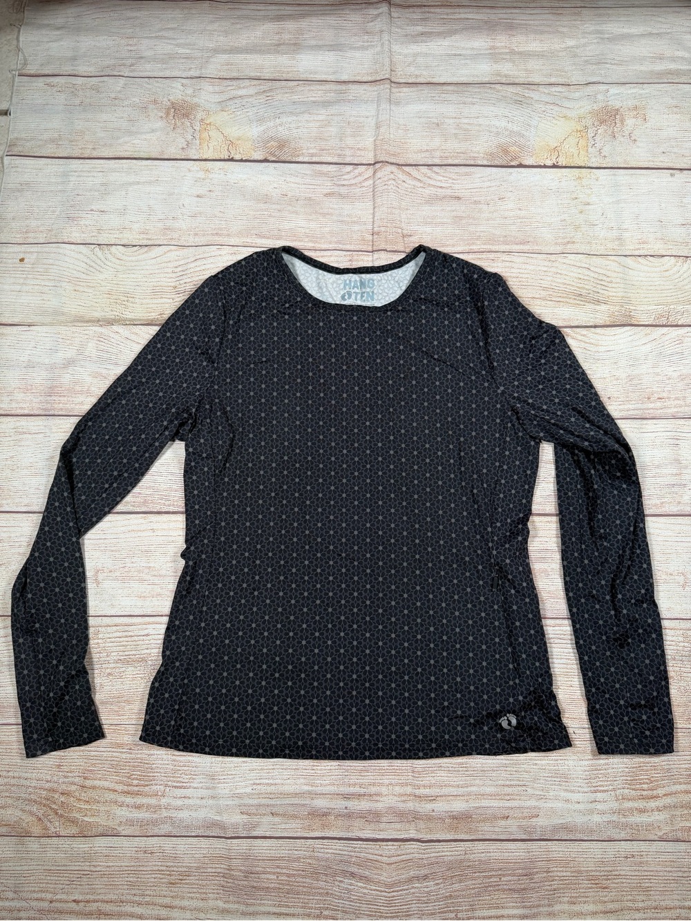 Hang Ten Black Long-Sleeve Swim Rashguard Coverup‎ with UPF Protection